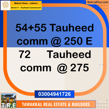 Commercial Plot for Sale in Sector F - Tauheed Commercial -  Bahria Town, Lahore - (BP-184459)