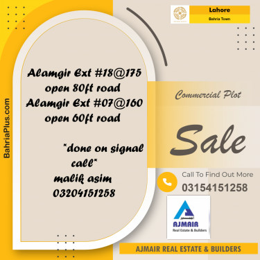 Commercial Plot for Sale in Bahria Town, Lahore - (BP-184517)
