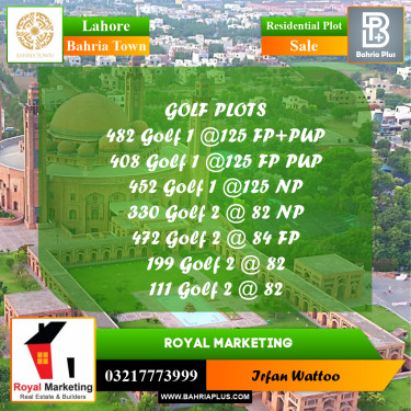 Residential Plot for Sale in Bahria Town, Lahore - (BP-184554)