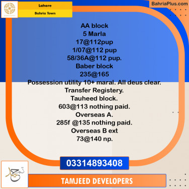 Residential Plot for Sale in Bahria Town, Lahore - (BP-184571)