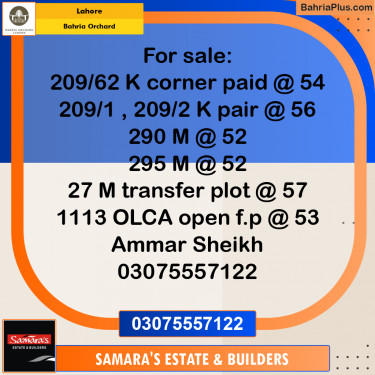 Residential Plot for Sale in Bahria Orchard, Lahore - (BP-184588)