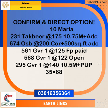 Residential Plot for Sale in Bahria Town, Lahore - (BP-184654)