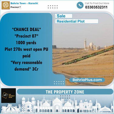 1000 Sq. Yards Residential Plot for Sale in Precinct 7 -  Bahria Town, Karachi - (BP-184689)