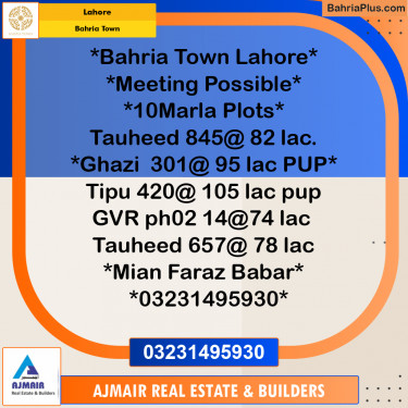 Residential Plot for Sale in Bahria Town, Lahore - (BP-184700)