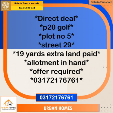 Residential Plot for Sale in Precinct 20 Golf -  Bahria Town, Karachi - (BP-184906)