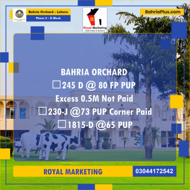 Residential Plot for Sale in Phase 2 - D Block -  Bahria Orchard, Lahore - (BP-184943)