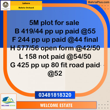 Residential Plot for Sale in Bahria Orchard, Lahore - (BP-184977)