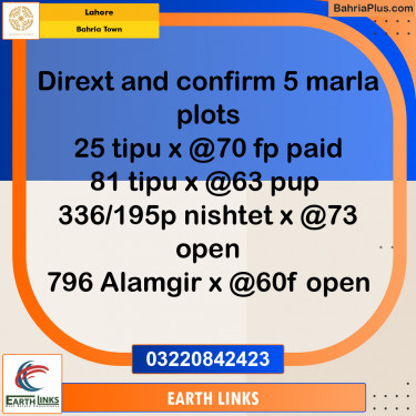 Residential Plot for Sale in Bahria Town, Lahore - (BP-184997)