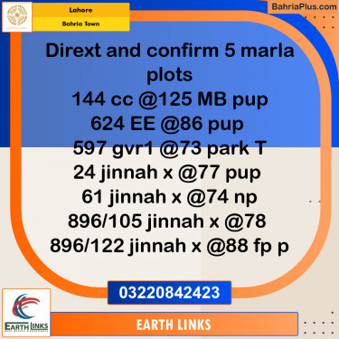 Residential Plot for Sale in Bahria Town, Lahore - (BP-184998)