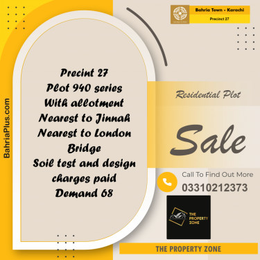 Residential Plot for Sale in Precinct 27 -  Bahria Town, Karachi - (BP-185038)