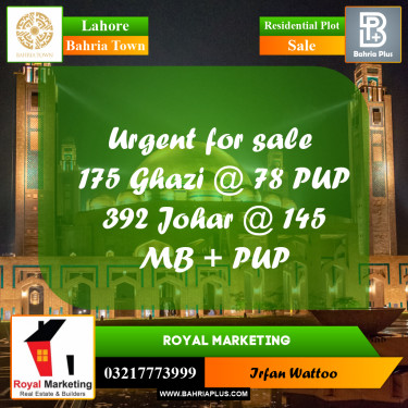 Residential Plot for Sale in Bahria Town, Lahore - (BP-185048)