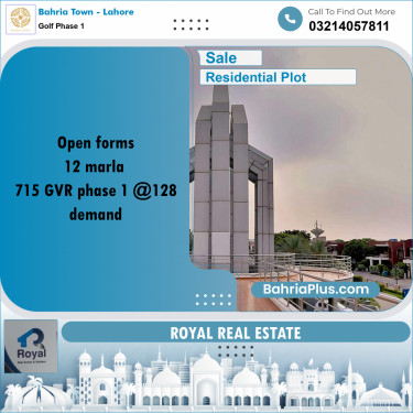 Residential Plot for Sale in Golf Phase 1 -  Bahria Town, Lahore - (BP-185063)