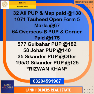 Residential Plot for Sale in Bahria Town, Lahore - (BP-185067)