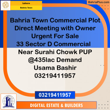 Commercial Plot for Sale in Bahria Town, Lahore - (BP-185107)