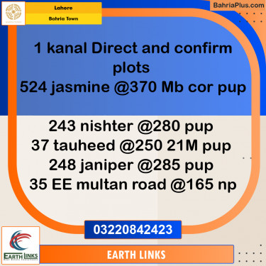 Residential Plot for Sale in Bahria Town, Lahore - (BP-185131)