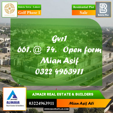 Residential Plot for Sale in Golf Phase 1 -  Bahria Town, Lahore - (BP-185145)