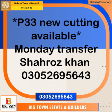 Residential Plot for Sale in Precinct 33 -  Bahria Town, Karachi - (BP-185170)