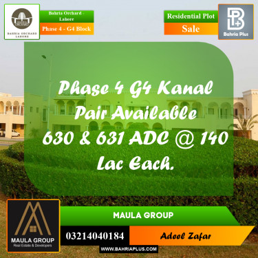 Residential Plot for Sale in Phase 4 - G4 Block -  Bahria Orchard, Lahore - (BP-185210)