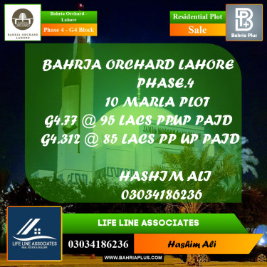 Residential Plot for Sale in Phase 4 - G4 Block -  Bahria Orchard, Lahore - (BP-185237)