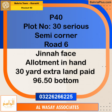 Residential Plot for Sale in Precinct 40 -  Bahria Town, Karachi - (BP-185245)