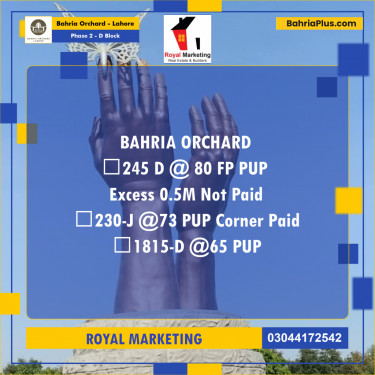 Residential Plot for Sale in Phase 2 - D Block -  Bahria Orchard, Lahore - (BP-185246)