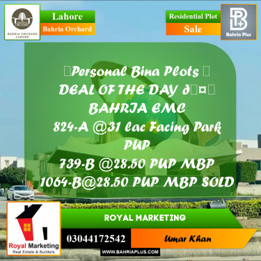 Residential Plot for Sale in Bahria Orchard, Lahore - (BP-185250)