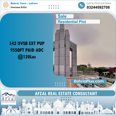 Residential Plot for Sale in Overseas B Ext -  Bahria Town, Lahore - (BP-185300)