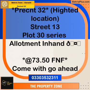 250 Sq. Yards Residential Plot for Sale in Precinct 32 -  Bahria Town, Karachi - (BP-185305)