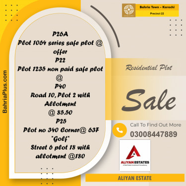 250 Sq. Yards Residential Plot for Sale in Precinct 22 -  Bahria Town, Karachi - (BP-185322)