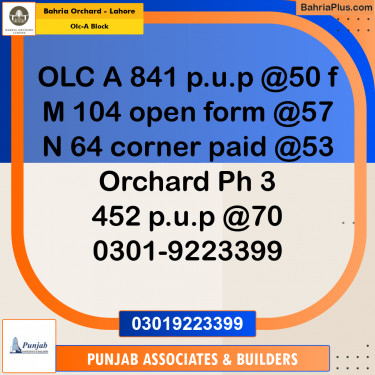Residential Plot for Sale in OLC-A Block -  Bahria Orchard, Lahore - (BP-185330)