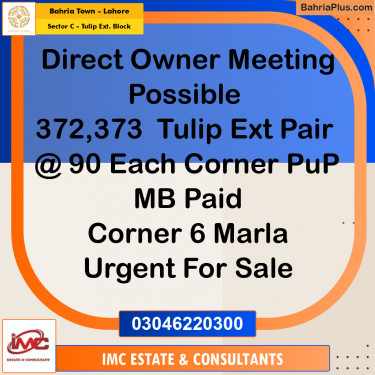 Residential Plot for Sale in Sector C - Tulip Ext. Block -  Bahria Town, Lahore - (BP-185354)