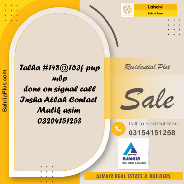 Residential Plot for Sale in Bahria Town, Lahore - (BP-185358)