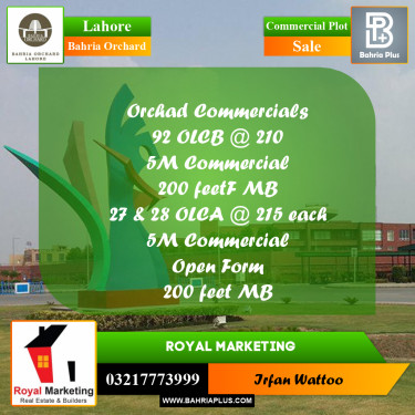 Commercial Plot for Sale in Bahria Orchard, Lahore - (BP-185369)