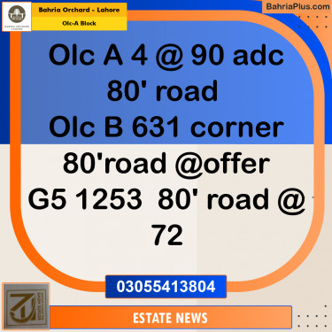Residential Plot for Sale in OLC-A Block -  Bahria Orchard, Lahore - (BP-185377)