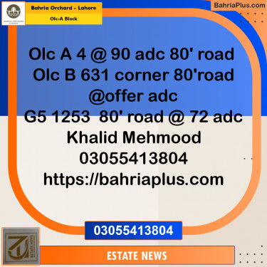 Residential Plot for Sale in OLC-A Block -  Bahria Orchard, Lahore - (BP-185378)