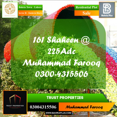 Residential Plot for Sale in Sector B - Shaheen Block -  Bahria Town, Lahore - (BP-185384)