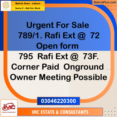 Residential Plot for Sale in Sector E - Rafi Ext. Block -  Bahria Town, Lahore - (BP-185386)