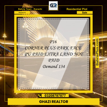 250 Sq. Yards Residential Plot for Sale in Precinct 16 -  Bahria Town, Karachi - (BP-185392)