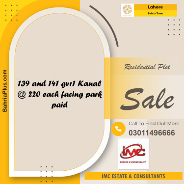 Residential Plot for Sale in Bahria Town, Lahore - (BP-185429)