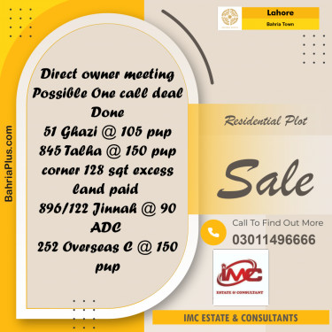 Residential Plot for Sale in Bahria Town, Lahore - (BP-185433)