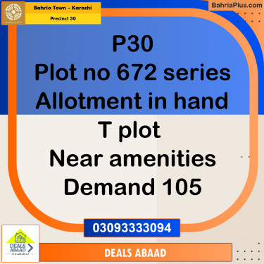 250 Sq. Yards Residential Plot for Sale in Precinct 30 -  Bahria Town, Karachi - (BP-185438)