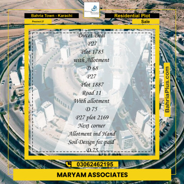 Residential Plot for Sale in Precinct 27 -  Bahria Town, Karachi - (BP-185487)
