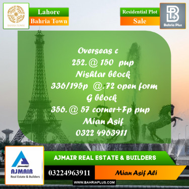 Residential Plot for Sale in Bahria Town, Lahore - (BP-185515)