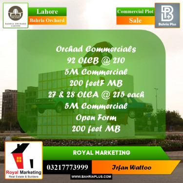 Commercial Plot for Sale in Bahria Orchard, Lahore - (BP-185649)