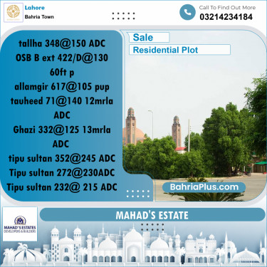 Residential Plot for Sale in Bahria Town, Lahore - (BP-185685)