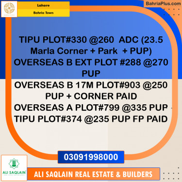 Residential Plot for Sale in Bahria Town, Lahore - (BP-185686)