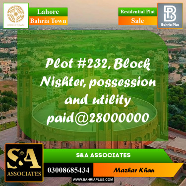Residential Plot for Sale in Bahria Town, Lahore - (BP-185687)
