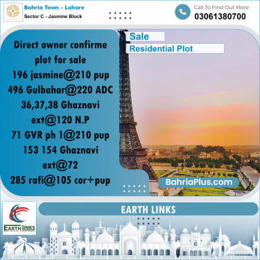 Residential Plot for Sale in Sector C - Jasmine Block -  Bahria Town, Lahore - (BP-185692)