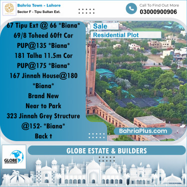 Residential Plot for Sale in Sector F - Tipu Sultan Ext. -  Bahria Town, Lahore - (BP-185699)