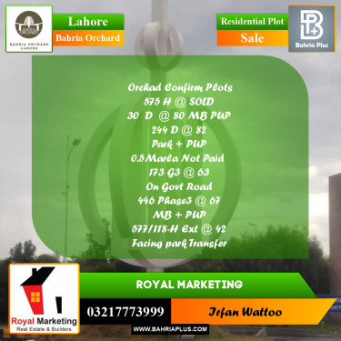 Residential Plot for Sale in Bahria Orchard, Lahore - (BP-185719)